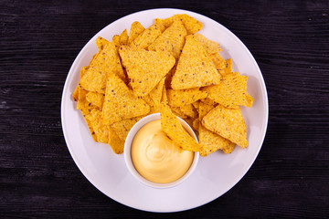 The crackling piles with cheese sauce