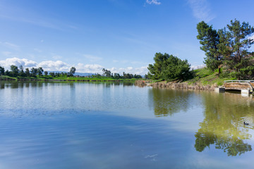 Cunningham Lake on a sunny day, San Jose, south San Francisco bay area, California