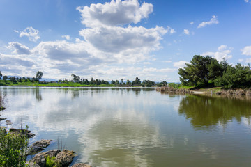 Cunningham Lake on a sunny day, San Jose, south San Francisco bay area, California