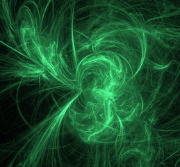 Abstract ufo green fractal background. Fantasy fractal texture. Digital art. 3D rendering. Computer generated image.