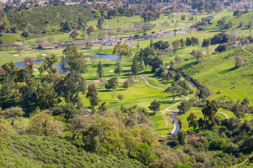 Aerial view of Golf course, California