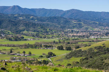 Fototapeta na wymiar View towards Almaden Valley from Santa Teresa Park, San Jose, Santa Clara county, California