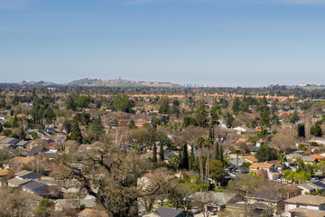 Fototapeta na wymiar View towards Communications Hill and downtown San Jose from Santa Teresa Park, San Francisco bay area, California
