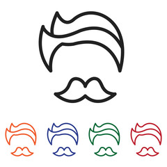 Barber Shop symbol with hair style and mustache icon vector