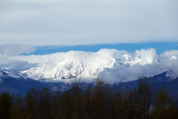 Italian Alps mountains covered in snow