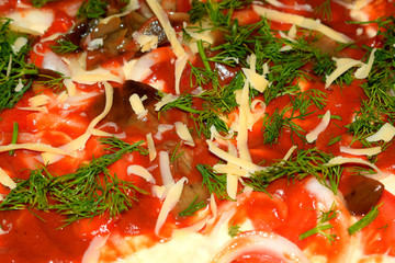 pizza with tomatoes and mozzarella