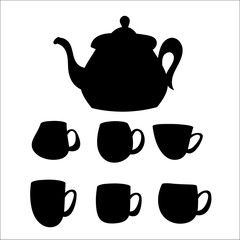 Vector set of dishes in Scandinavian style.