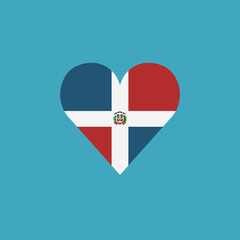 Dominican Republic flag icon in a heart shape in flat design. Independence day or National day holiday concept.