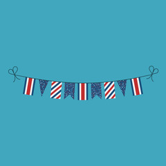 Decorations bunting flags for Costa Rica national day holiday in flat design. Independence day or National day holiday concept.