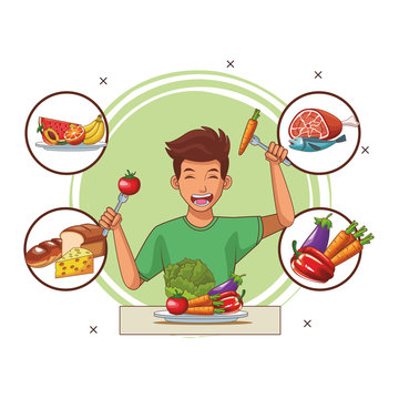 balanced diet young man