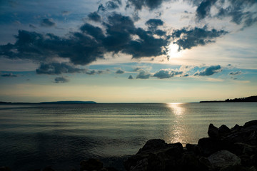 Obraz premium Samara region, river, stones, sky, clouds, sunset, beauty, distance, horizon, nature, walk