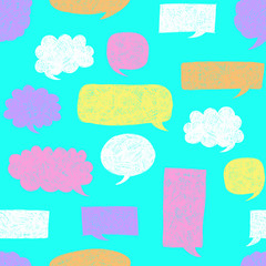 Speech bubbles pattern. Message frames. Doodles background. Scribble frames. Sketch. Hand drawn effect vector. Social media. Comics text. Chat. Dialog clouds.