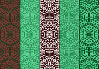 Set of Geometric Decorative Elements. Pattern Design Style For Print On Fabric, Papper. Vector Illustration. Seamless