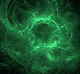 Abstract ufo green fractal background. Fantasy fractal texture. Digital art. 3D rendering. Computer generated image.