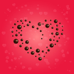 Romantic red chocolate ball heart background vector illustration foe Valentine day