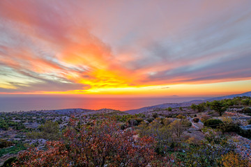 Sunset from Avgonyma of Chios, Greece