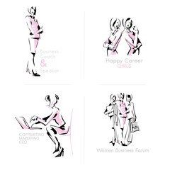 set of silhouettes of women