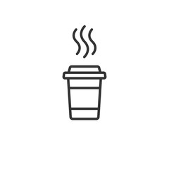 take-out coffee with cap and cup holder. disposable cardboard cup of coffee. Paper container icon.
