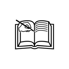 writing in a notebook logo