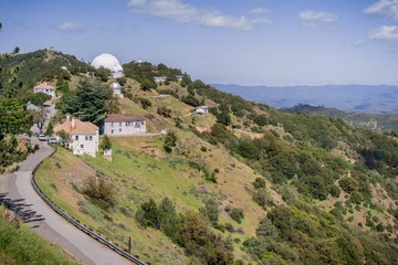 Fototapeta na wymiar View towards Shane Observatory and the Automated Planet Finder telescope, Mt Hamilton, San Jose, San Francisco bay area, California