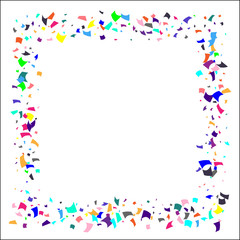 Colorful confetti on white background. 
