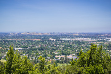 Fototapeta na wymiar View towards Communications Hill and downtown San Jose from Santa Teresa County Park, San Francisco bay area, California