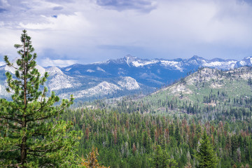 Landscape in Yosemite National Park in a stormy summer day, California