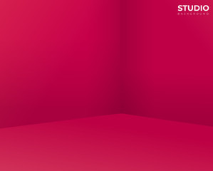 Empty red studio room, used as background for display your products - Vector illustration