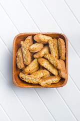 Sweet cantuccini biscuits.