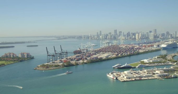 Aerials of Port Miami 4k 60p