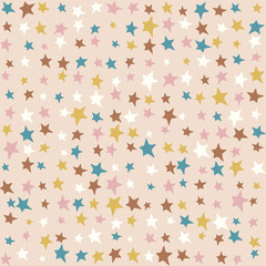 Multicolor stars kids pattern, random pastel colors - Cute kids background. Seamless vector pattern. Colorful childrens wallpapers background or kids fabric design.