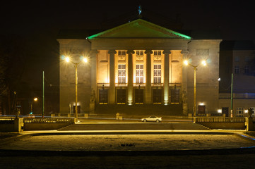 Fototapeta na wymiar classical Opera building during the night in Poznan, Poland.