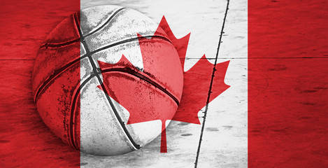 Flag of Canada, background basketball ball
