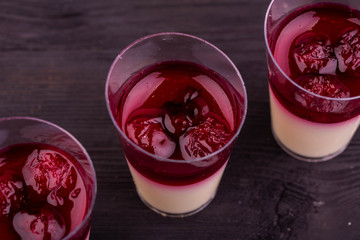 Panna-kotta vanilla with cherry sauce