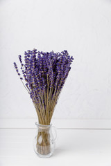 dried lavender with white background