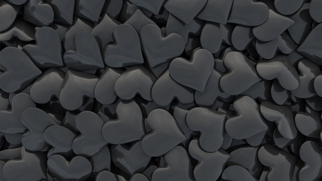 Muchos corazones desparramados negros Ver. 2, 3D