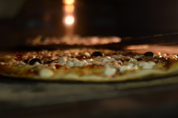 pizza in the oven