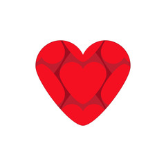 Big heart vector icon composed of small hearts isolated on white background. Love concept Valentines day. Illustration EPS 10