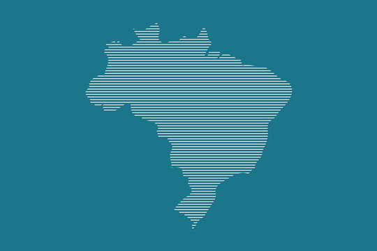 Brazil map vector using blue straight line pattern on dark background illustration