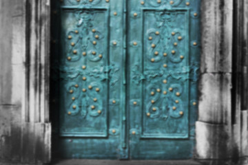 Old doors. Blurred photo. Background. Abstract photo