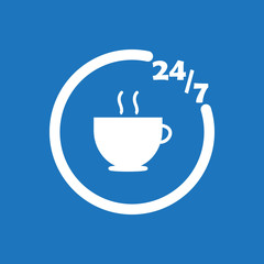 247 cafe icon flat vector design illustration