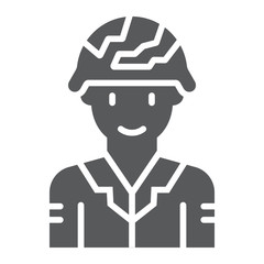 Soldier glyph icon, military and army, warrior sign, vector graphics, a solid pattern on a white background.