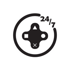 247 game icon black vector design illustration