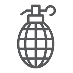 Grenade line icon, weapon and army, bomb sign, vector graphics, a linear pattern on a white background.