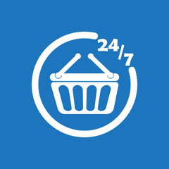 247 shopping icon flat vector design illustration
