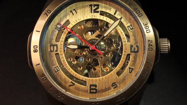 close-up of a moving clock