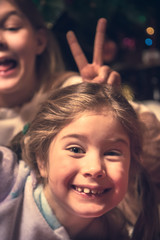 Happy cheerful mischievous chidren kids fun fooling concept happy carefree childhood lifestyle