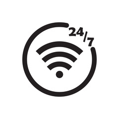 247 wireless icon black vector design illustration
