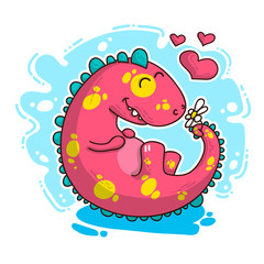 Vector illustration about Dinozaur in love © Giingerann