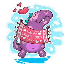 Vector illustration about Dinozaur in love © Giingerann